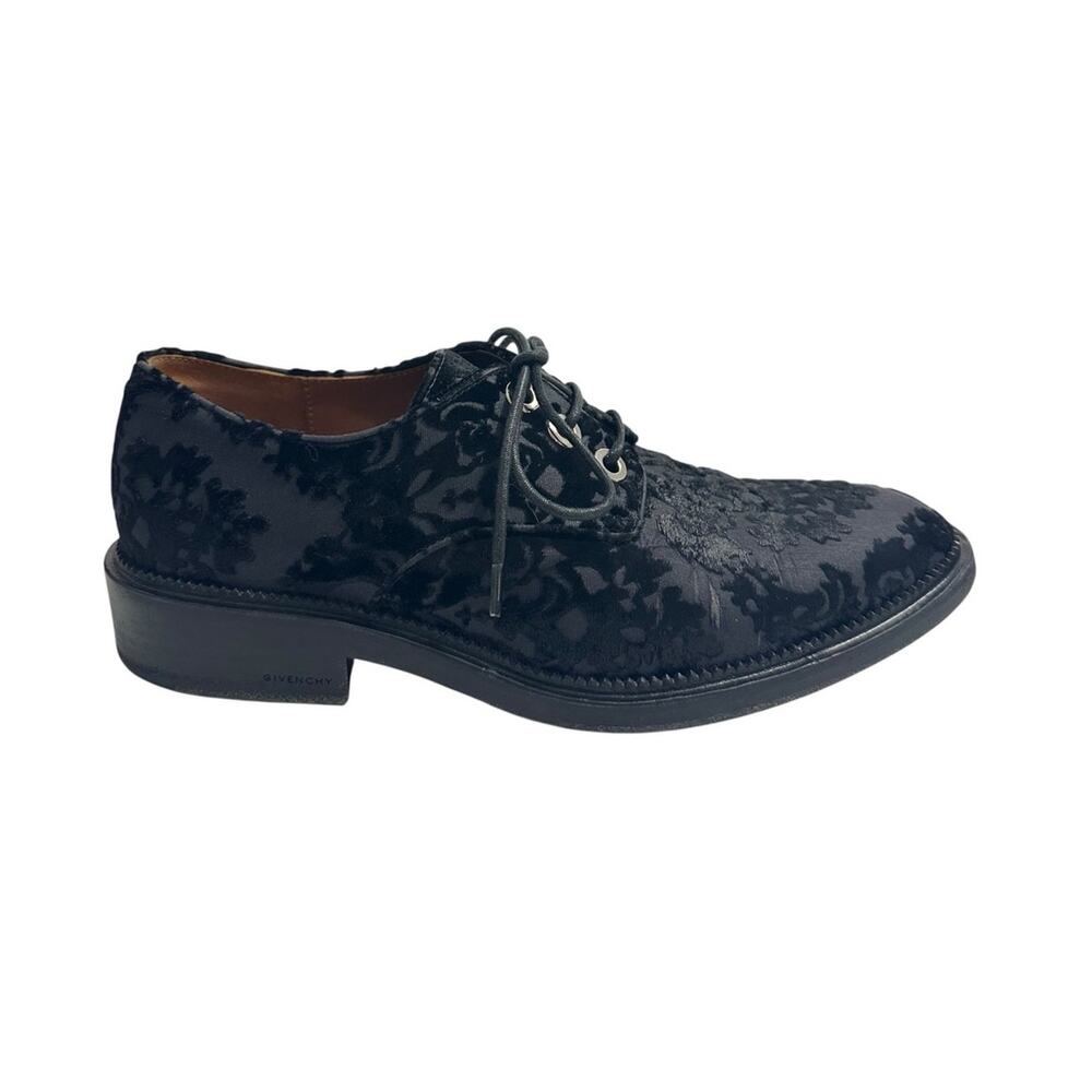 Givenchy Paris Black Lace Velvet Leather Derby Oxfords IT 38 Riccardo Tisci Era